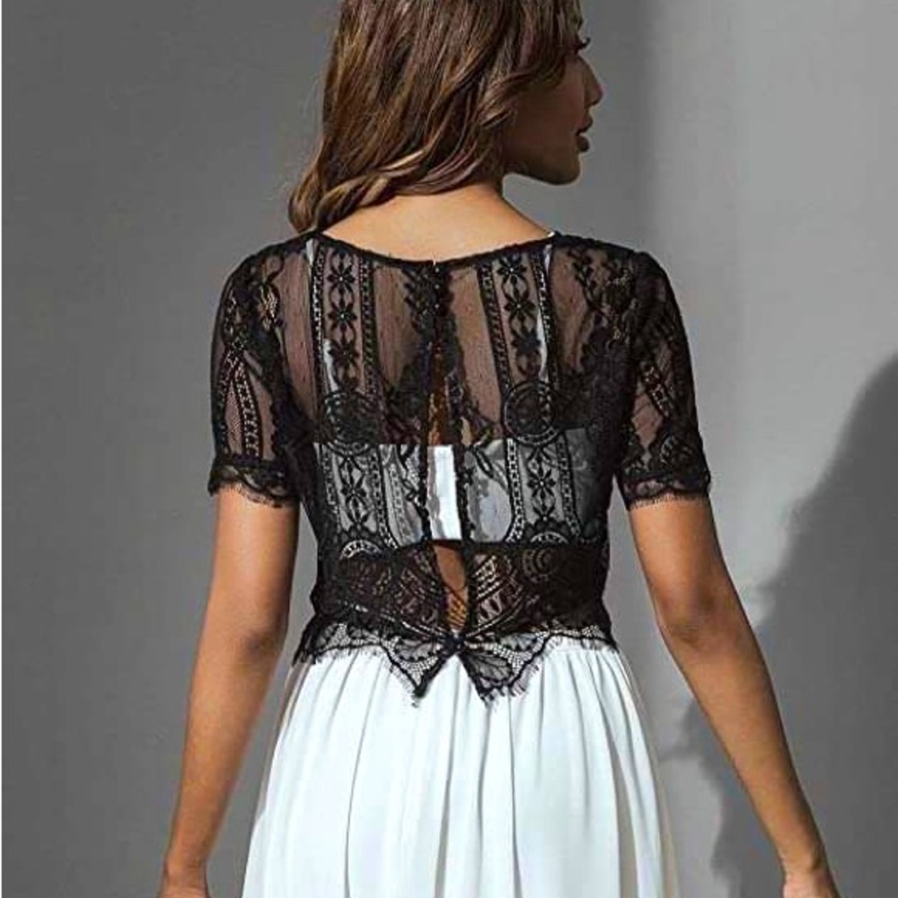 NWT black lace keyhole bolero shrug cover-up Small - Picture 2 of 3